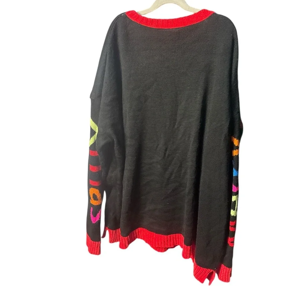 Hooked Up Reindeer Ugly Sweater Christmas‎ Lights Pullover Black Red Size 3X